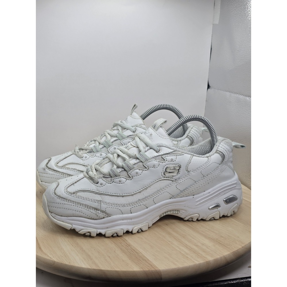 Womens Size 8.5 - Skechers D'Lites Shoes White Leather Walking Sneakers SN 11931